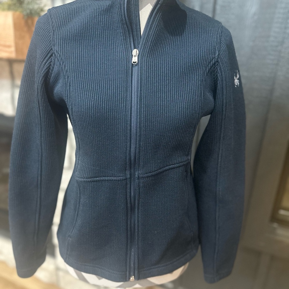 Spyder Women's Endure Full Zip Mid-Weight Core Sweater Jacket in Navy Blue SZ M - Picture 2 of 3